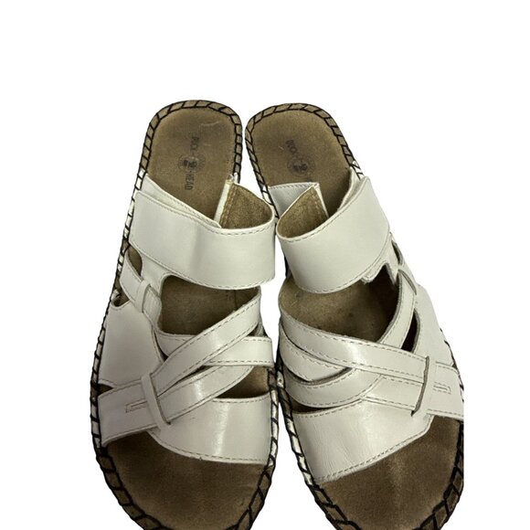 Duck Head Women's Sandals BETH White Wedge Leather Open Toe Size 10 Wide - Picture 2 of 8